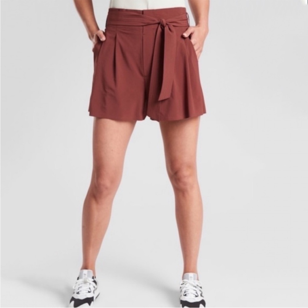 Athleta Skyline Shorts High Tie Waist Red